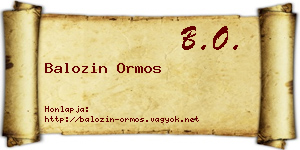Balozin Ormos névjegykártya